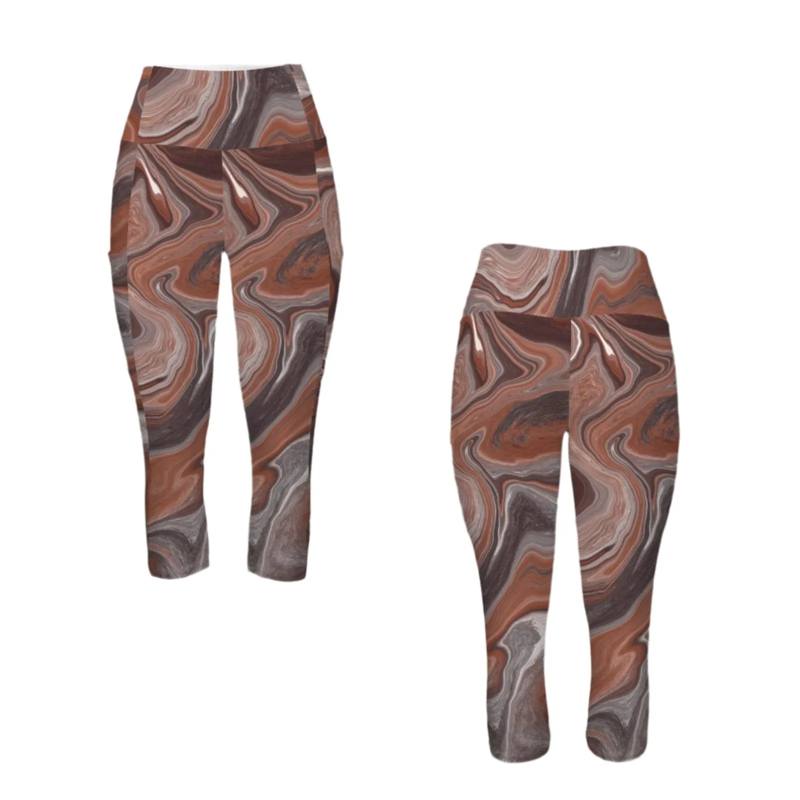 Choc Swirl Capri Leggings with Pockets up to 5 XL (FWS)