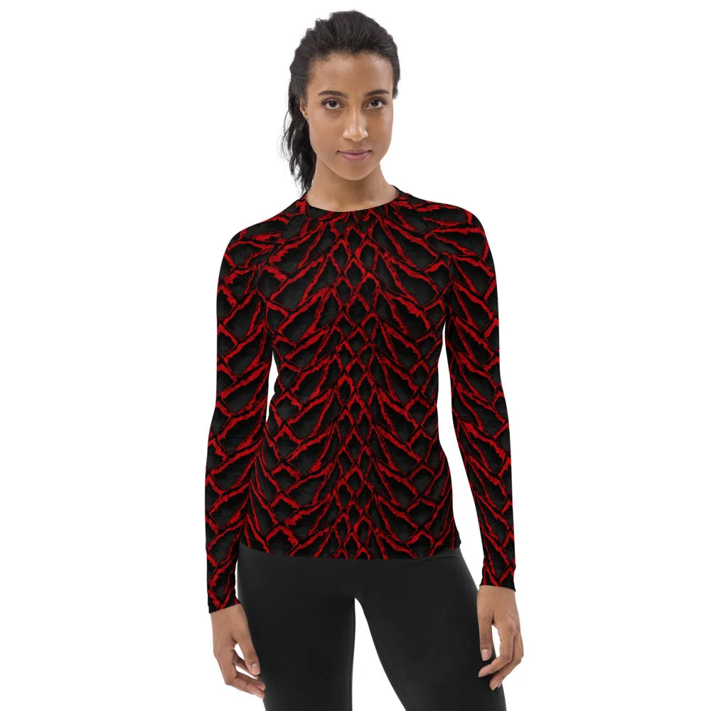 Crimson Dragon Scale Women's Rash Guard