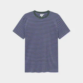 Dedicated T-shirt Stockholm Stripes Forest Green/Paisley Purple