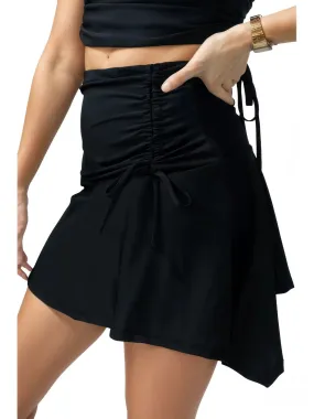 High-Rise Tummy Control Ruched Mini Skirt – Black