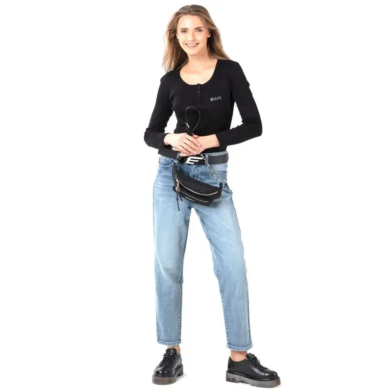 Jeans Mujer Baggy Tiro Ultra Alto Med Blue