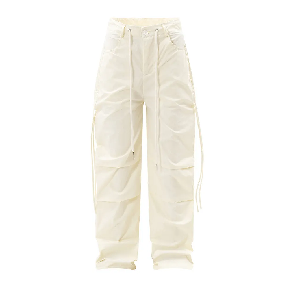 Men's Solid Color Pleated Loose Paratrooper Casual Pants