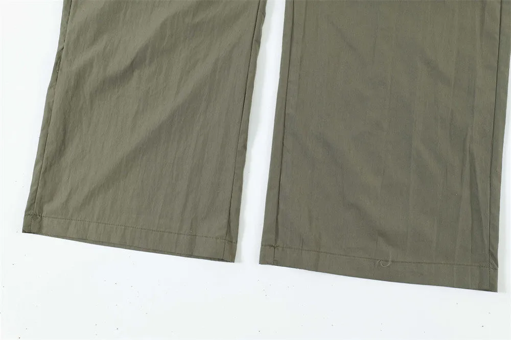 Men's Solid Color Pleated Loose Paratrooper Casual Pants