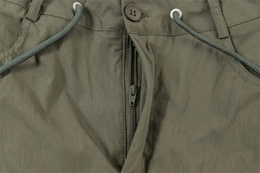 Men's Solid Color Pleated Loose Paratrooper Casual Pants