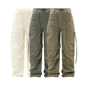 Men's Solid Color Pleated Loose Paratrooper Casual Pants