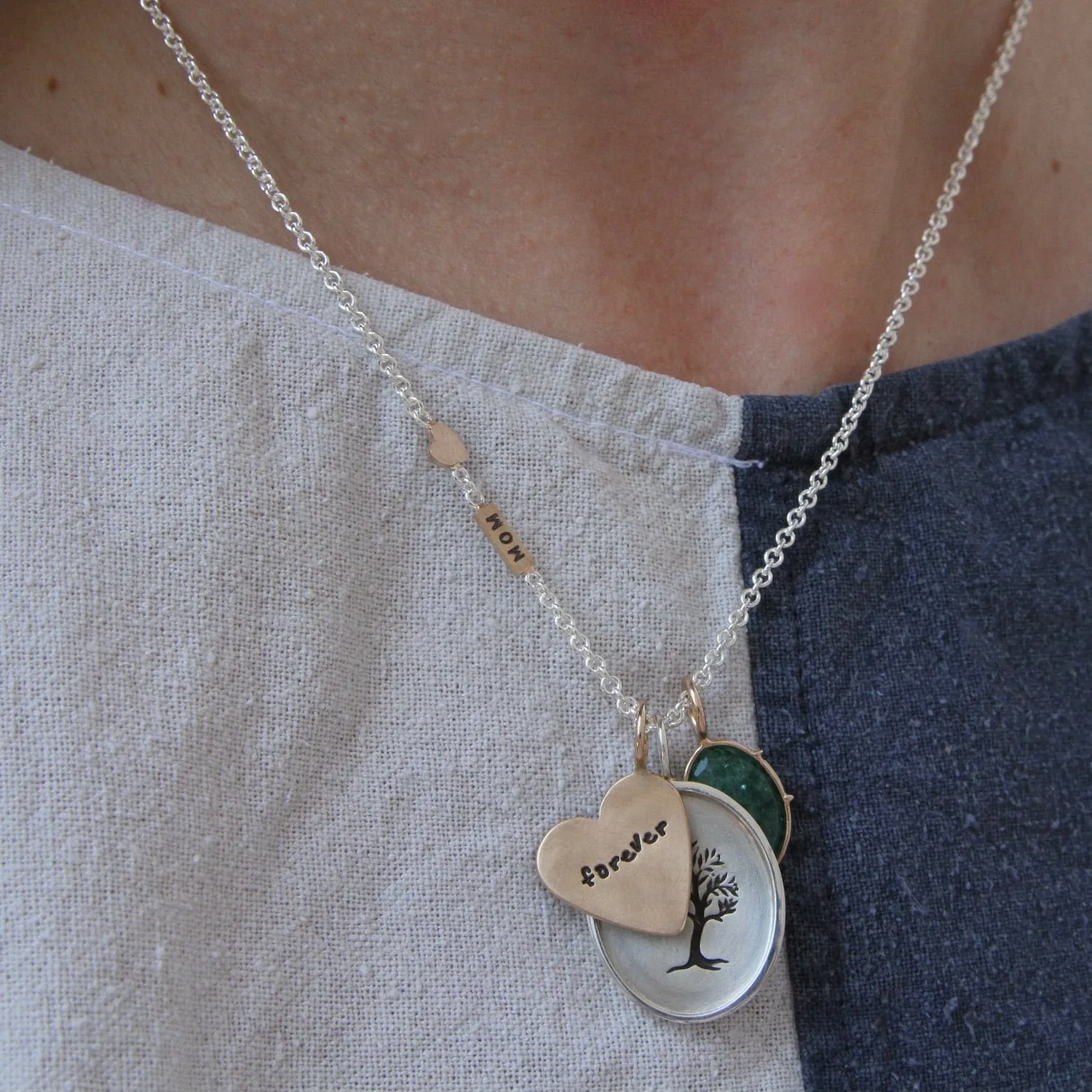 "forever" 14K Gold Heart Charm