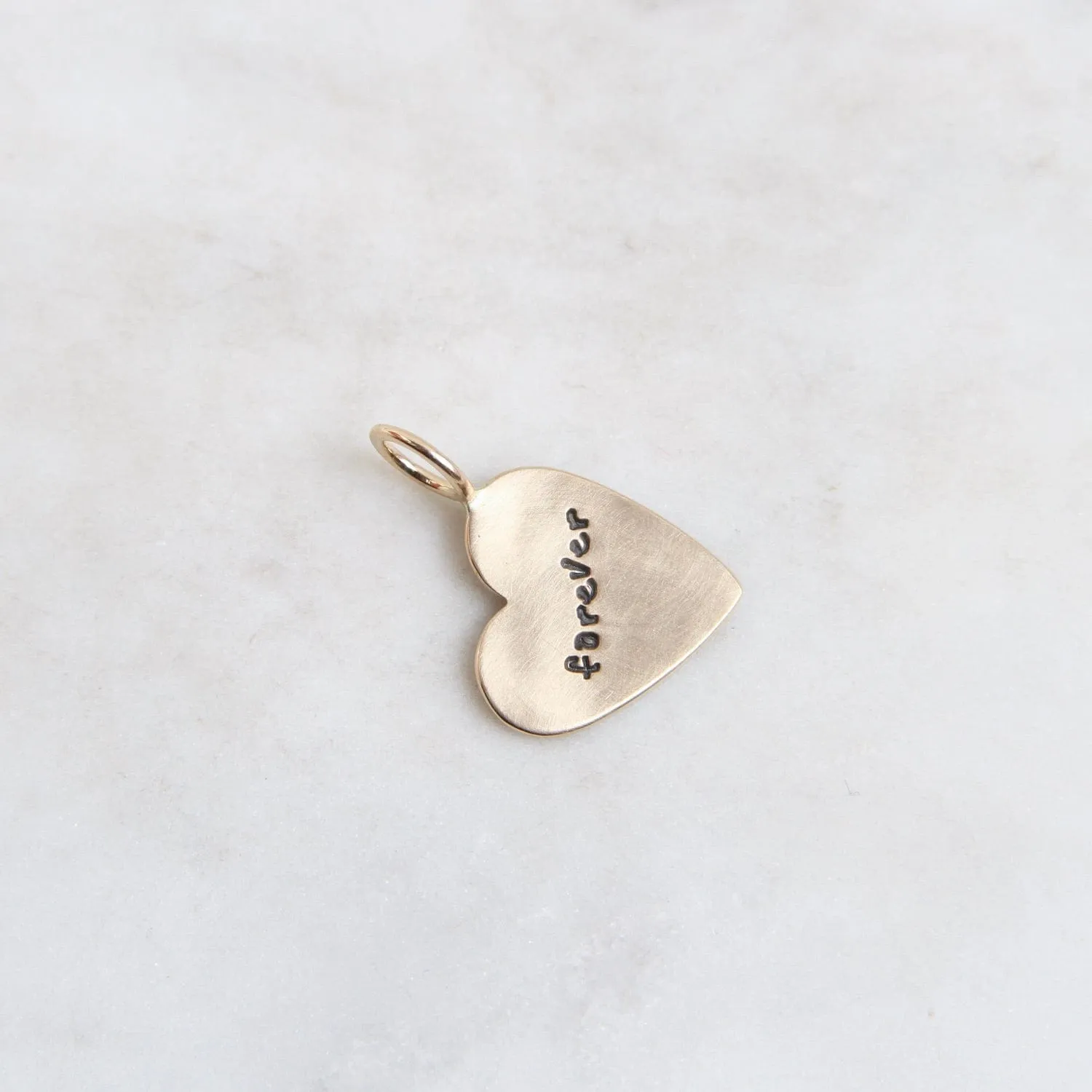 "forever" 14K Gold Heart Charm