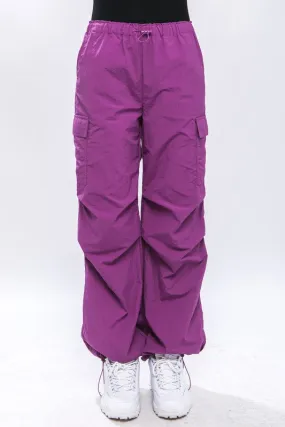 Violet Loose Fit Parachute Cargo Pants