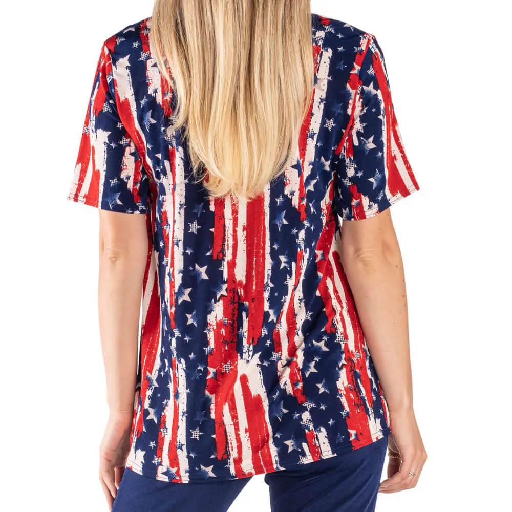 Women's Made in USA Stars and Stripes Short Sleeve Tunic